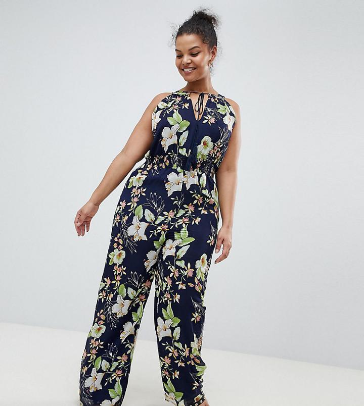 Uttam Boutique Plus Printed Jumpsuit - Black
