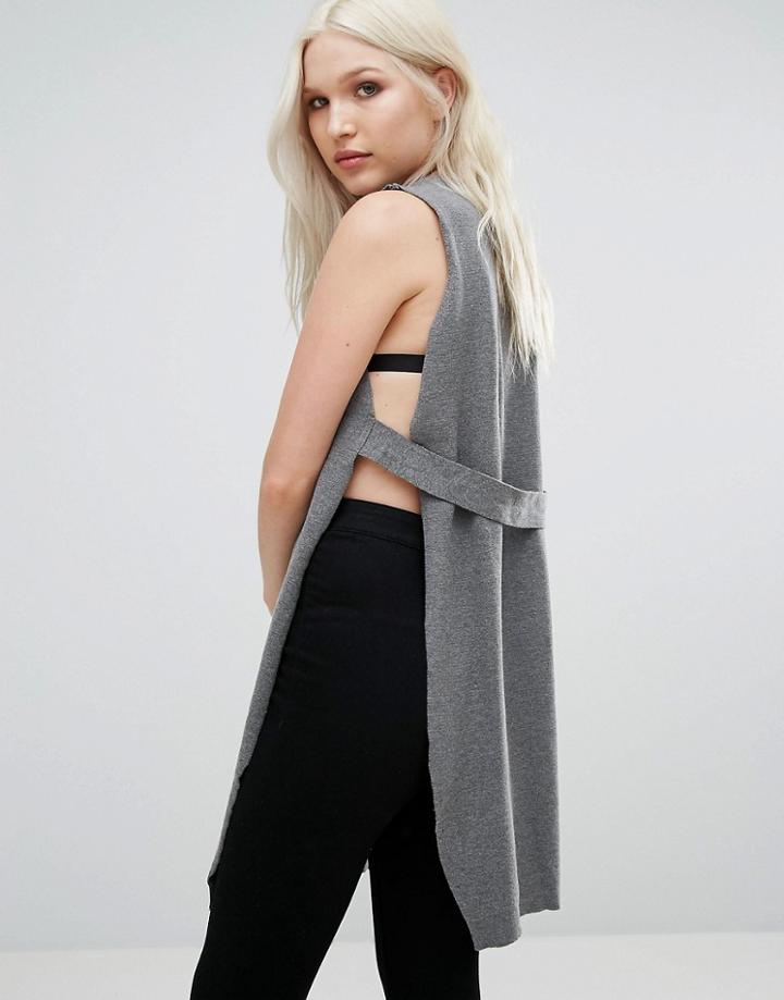 D.ra Button Sweater Midi Tunic Tank - Gray