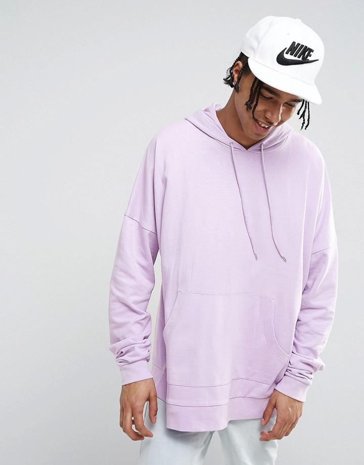 Asos Extreme Oversized Longline Hoodie In Purple - Purple