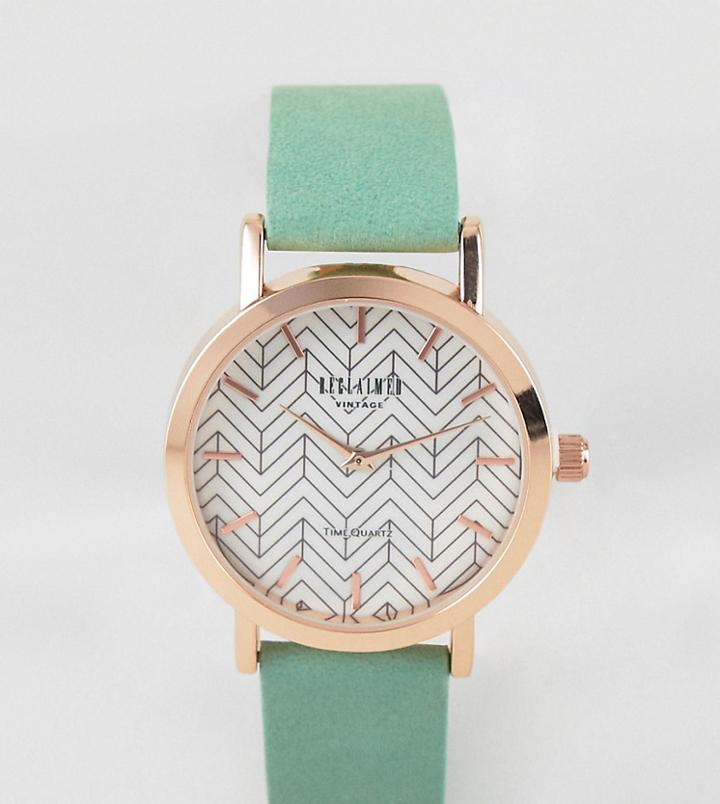 Reclaimed Vintage Inspired Geometric Suede Watch In Gray 38mm Exclusive To Asos - Gray