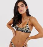 Kulani Kinis Exclusive Minimal Crop Bikini Top In Animal Print - Multi