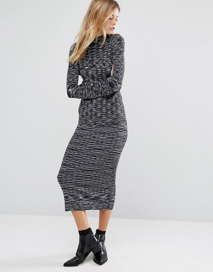 Vero Moda Ribbed Midi Skirt - Navy