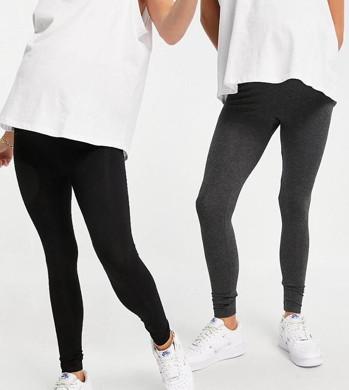 New Look Maternity 2 Pack Legging In Black & Gray-multi