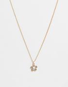 Topshop Flower Crystal Pendant Necklace In Gold