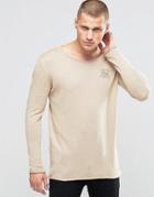 Siksilk Lightweight Sweater With Wide Collar - Stone
