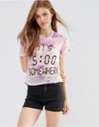 Wildfox Happy Hour True Waist Crop Top - Zinfandel