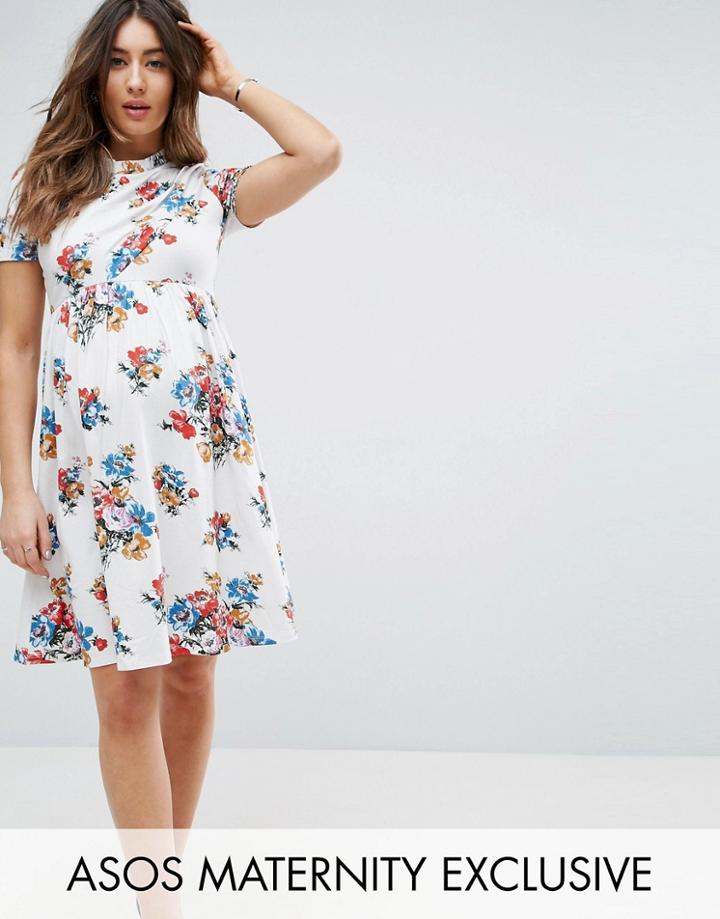 Asos Maternity Twist Front Floral Dress - Multi