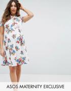 Asos Maternity Twist Front Floral Dress - Multi