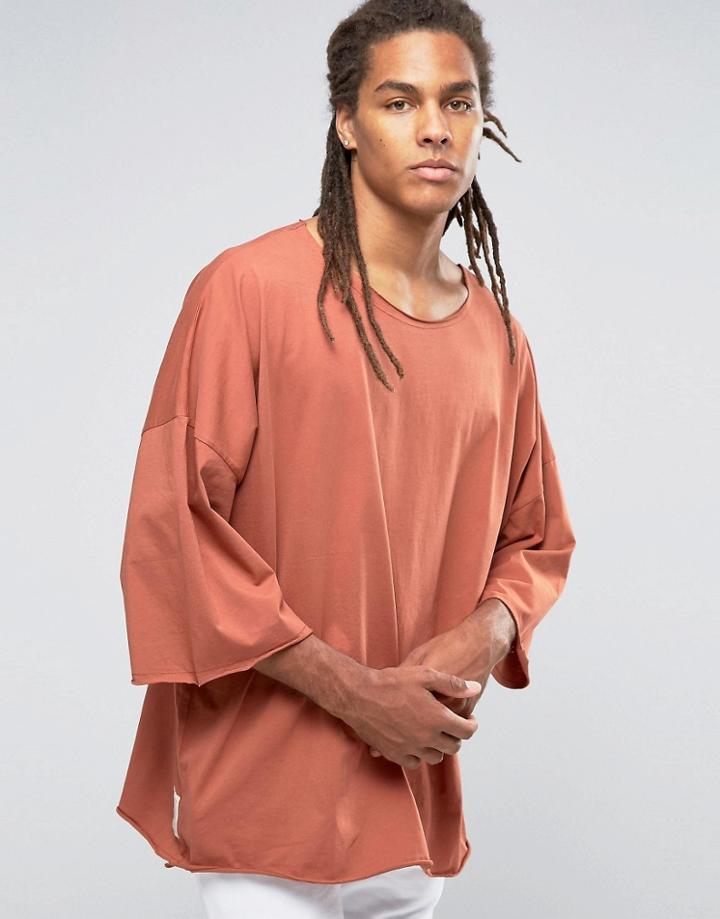 Granted Oversized T-shirt With Dropped Shoulders - Orange