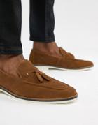 Asos Design Loafers In Tan Suede With White Sole - Tan