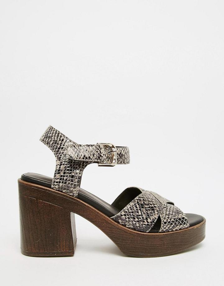 Vagabond Marva Snake Effect Leather Heeled Sandals - Snake Multi