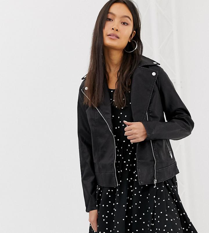 New Look Oversized Biker Jacket In Pu - Black