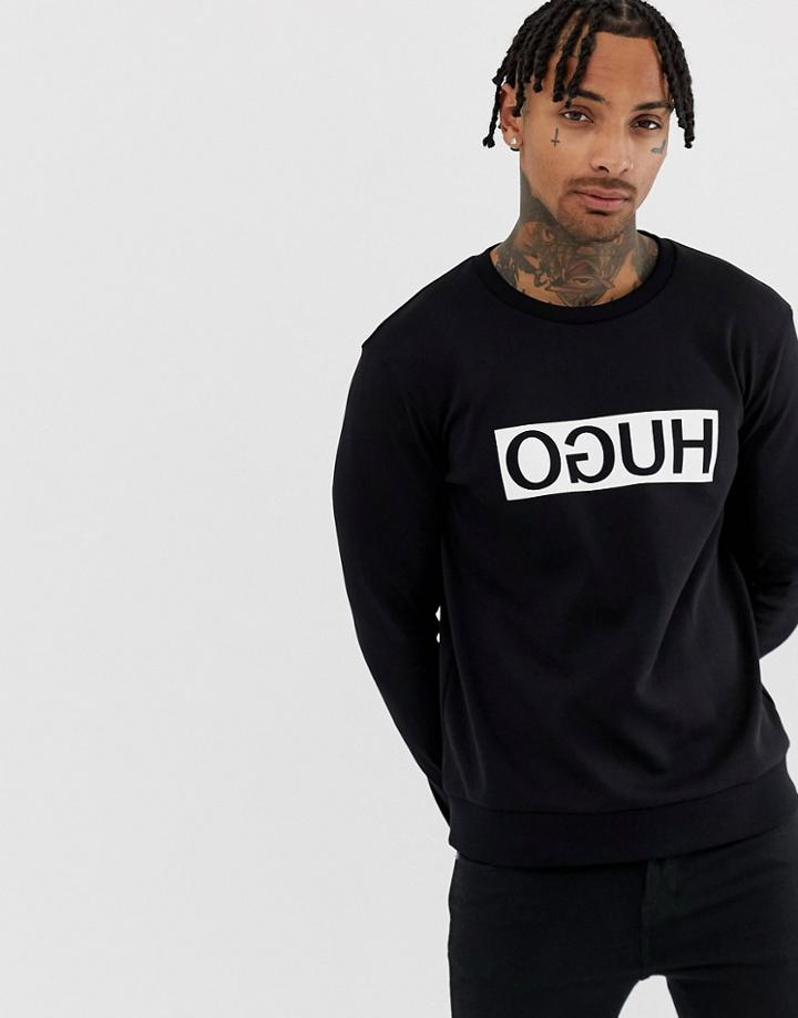 Hugo Large Logo Sweat In Black - Black