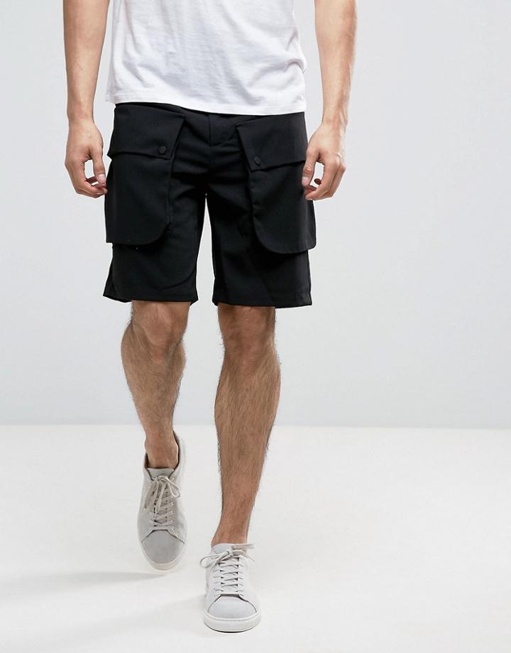 Kiomi Cargo Short With Front Combat Pockets - Black