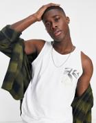 Jack & Jones Palm Print Pocket Tank In White