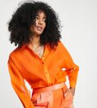 Annorlunda Split Sleeve Shirt In Orange Organza