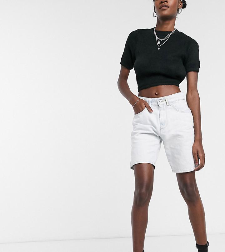 Collusion Denim Dad Shorts In Bleached White