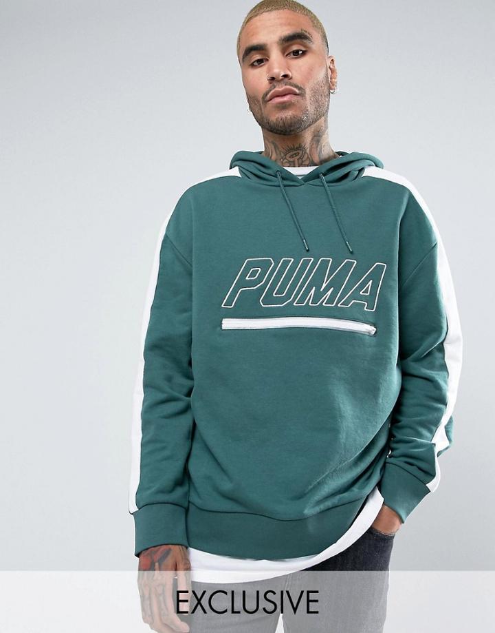 Puma Vintage Terry T7 Hoodie In Green Exclusive To Asos - Green