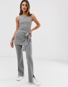Mango Ribbed Pants Two-piece In Gray - Gray