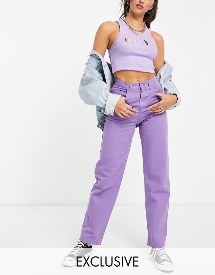 Reclaimed Vintage Inspired 90s Dad Jeans In Bright Lavender-purple