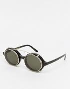Han Kjobenhavn Doc Clip-on Round Sunglasses - Black