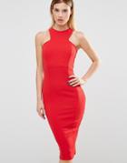 Club L Racer Front Midi Dress In Crepe - Red