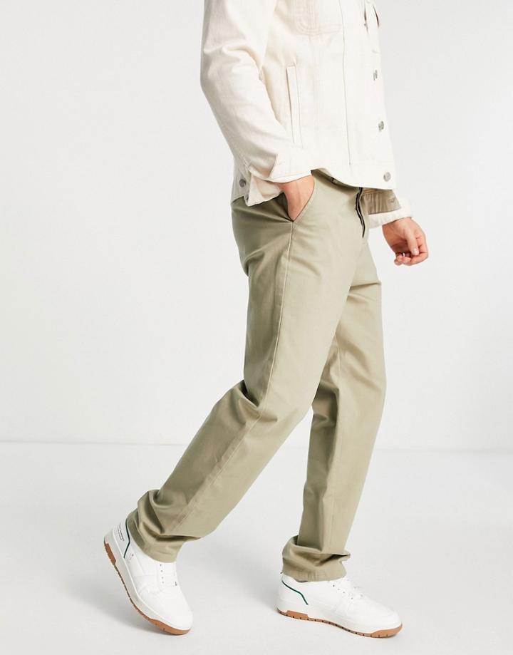 Asos Design Skater Fit Chinos With Relaxed Leg In Dark Beige-neutral