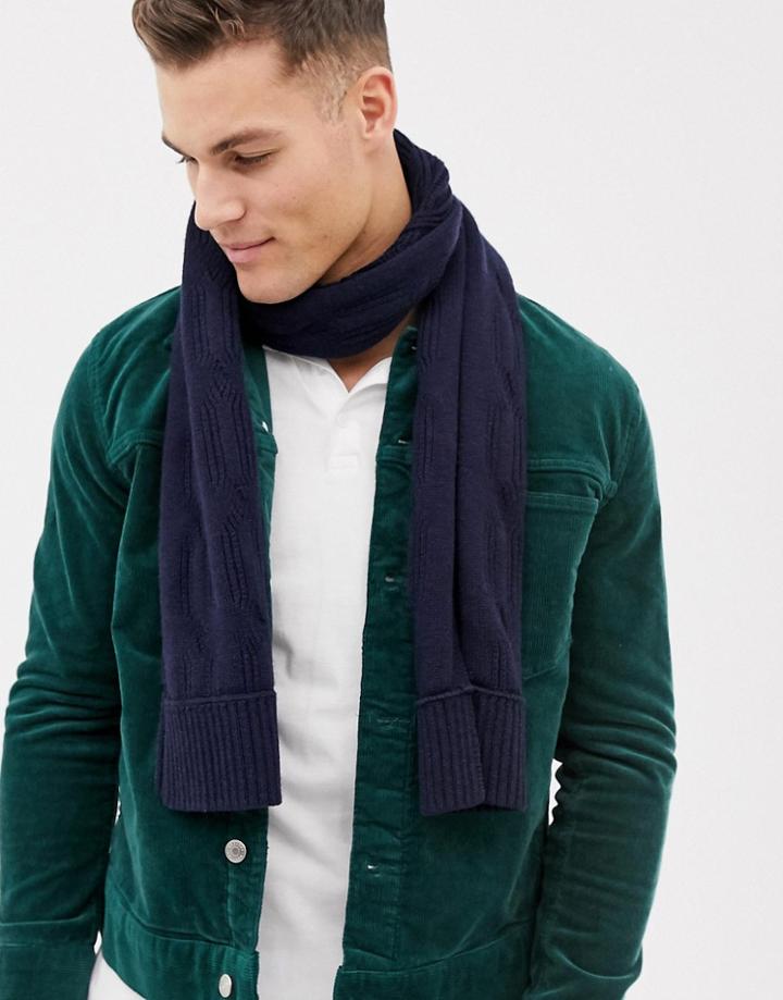 Ted Baker Foscarf Scarf In Cable Knit - Navy