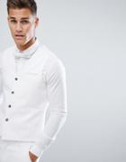 Asos Design Wedding Skinny Suit Waistcoat In White - White