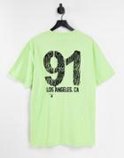 Topman Oversized T-shirt With Front And Back Death Row 91 Print In Green