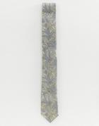 Twisted Tailor Tie In Gray With Floral Print