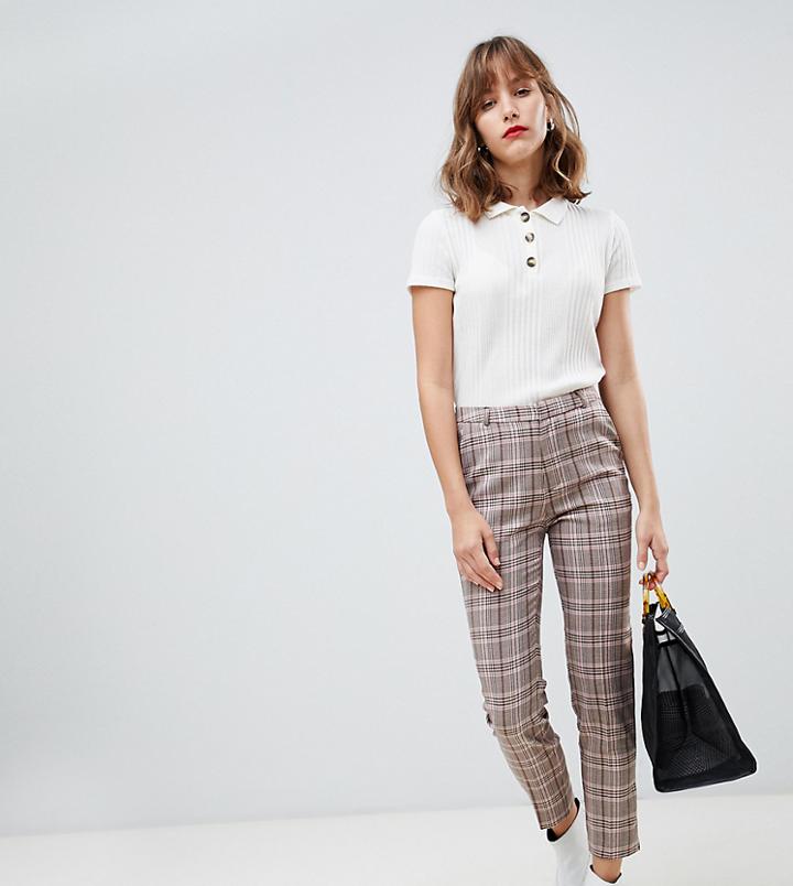 Stradivarius Check Pants In Multi-black