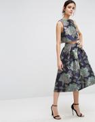 Asos Prom Skirt In Floral Jacquard Co-ord - Navy