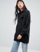 Weekday Oversized Mohair Knit Sweater - Gray