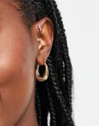 Svnx Ribbed Detail Gold Chunky Hoops-silver