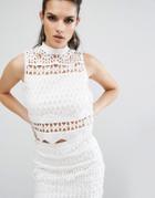 Kendall + Kylie Sleeveless Crochet Top - White
