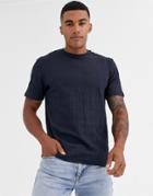 River Island Jacquard T-shirt In Navy