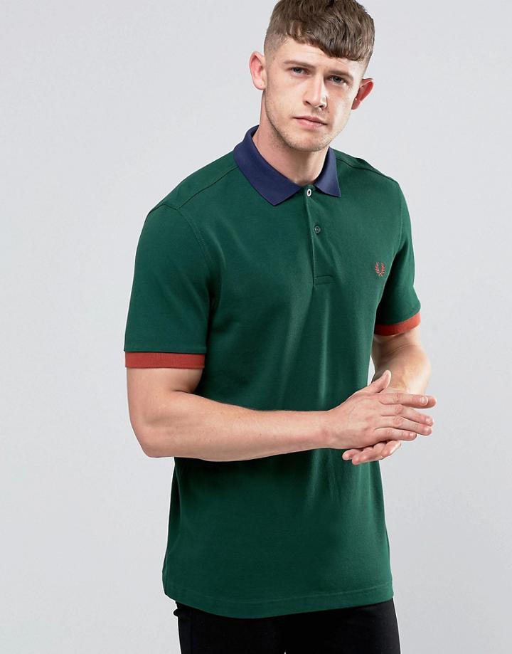 Fred Perry Polo Shirt With Contrast Trim In Ivy - Green