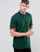 Fred Perry Polo Shirt With Contrast Trim In Ivy - Green