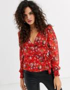 Stradivarius Wrapped Shirt In Floral Print