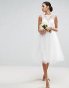 Asos Bridal Sweetheart Mesh Tutu Midi Dress - Cream