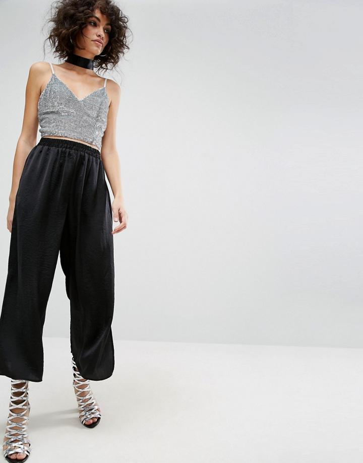 Asos Premium Culotte Pants With Split - Black