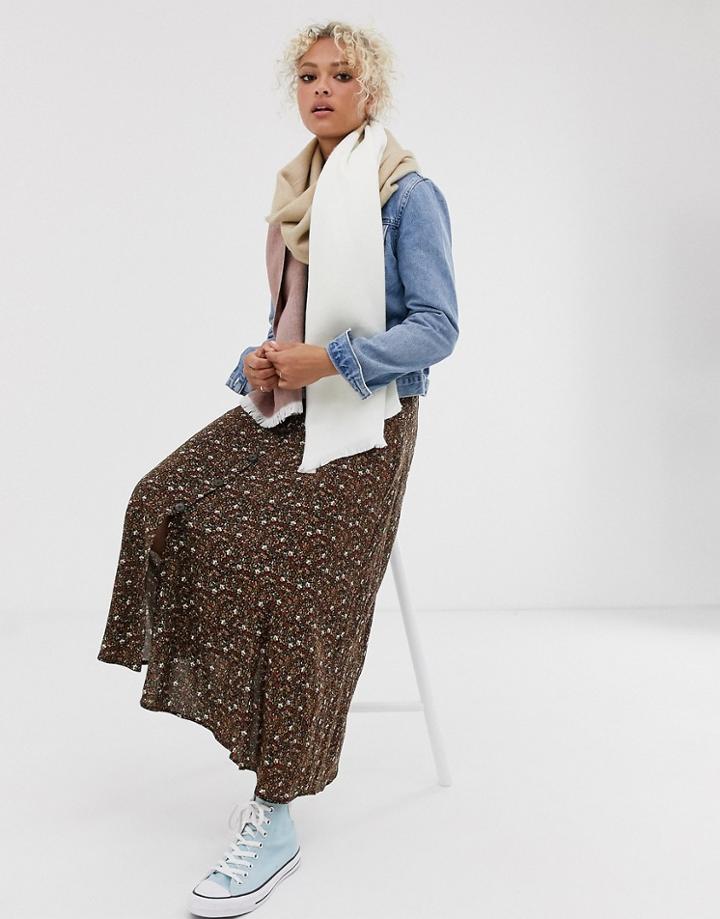Asos Design Supersoft Long Woven Scarf In Color Block - Multi