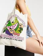 Asos Design Tote Bag With Fruity Friends Print In Natural-neutral