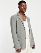 Bando Regular Fit Jersey Suit Jacket In Light Green