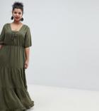 Junarose Prairie Maxi Dress With Tassel Detail - Green