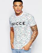 Nicce London Logo T-shirt With All Over Crayon Print - White