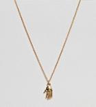 Asos Design Necklace In Gold Plated Sterling Silver With Vintage Style Hand Pendant - Gold
