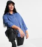 Only Curve Denim Smock Shirt In Blue-blues