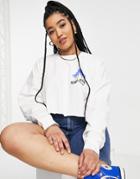 Asos Design Curve Cut Off Sweatshirt With Surf Club Pocket Graphic Print In White